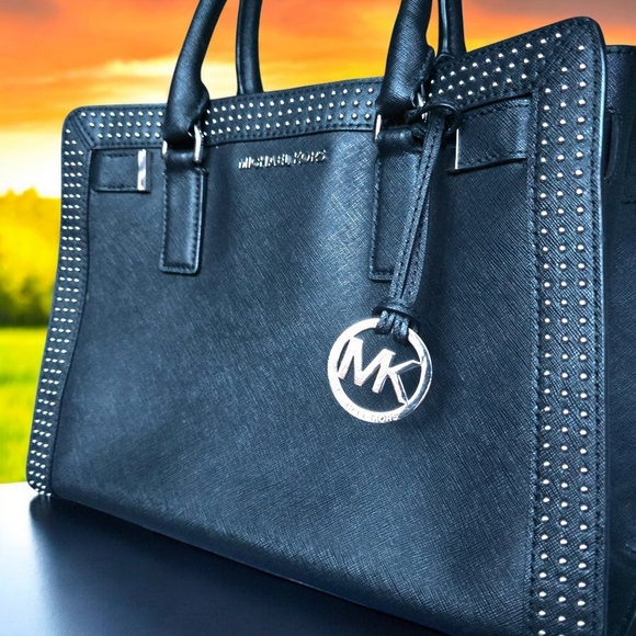 Michael Kors Medium Dillon Studded Leather Satchel π€ Luxury Designer Bag - Picture 4 of 16